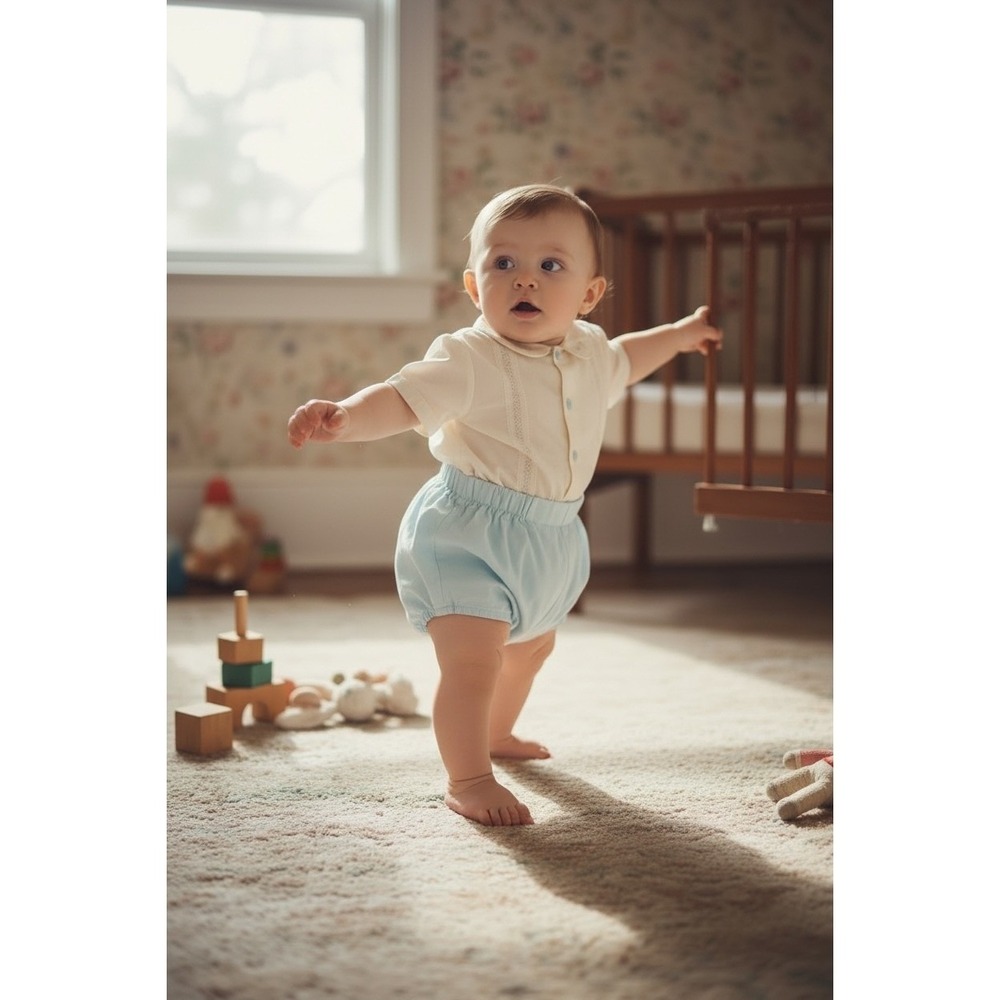 Vintage Swiss Baby Outfit 18M Matisa‎ Handmade Heirloom Shirt Bloomers Set
